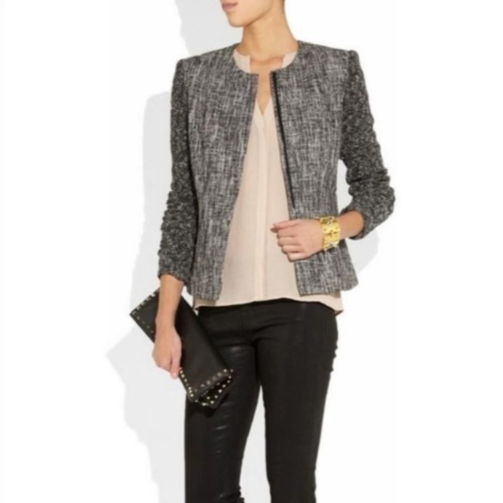 Theory Alimo Tweed Peplum Blazer Jacket Coat Sz 6